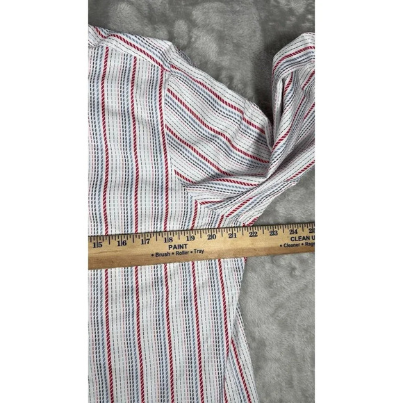 Faconnable Button Shirt Size L Red Blue White Stripe Womens $96 - Picture 7 of 16